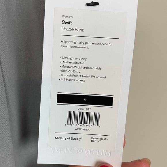 NWT Ministry Of Supply Women's Gray Swift Drape Pant Size 10 - Picture 3 of 8